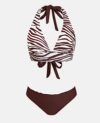 Cupshe Women's V-Neck Halter Reversible Bikini Set