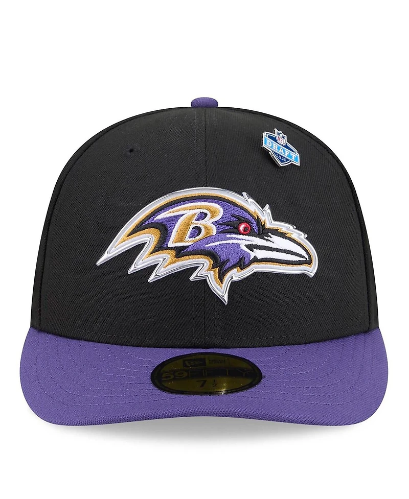New Era Men's Black/Purple Baltimore Ravens 2026 Nfl Draft Pre-Curved 59FIFTY Fitted Hat