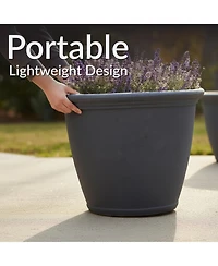 Anjelica 24" Outdoor Double-Walled Polyresin Planter with Uv-Resistant Slate Finish