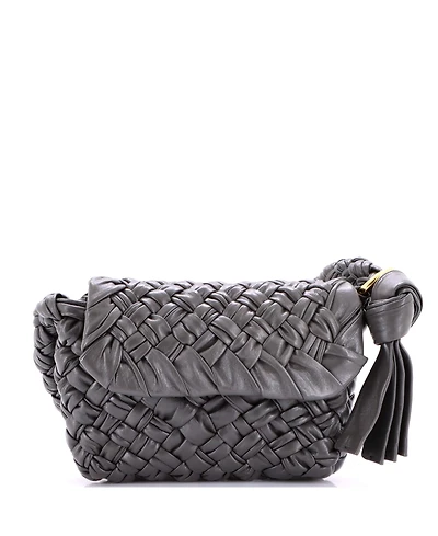 Pre-Owned Bottega Veneta Kalimero Citta Shoulder Bag Intrecciato Plisse Leather