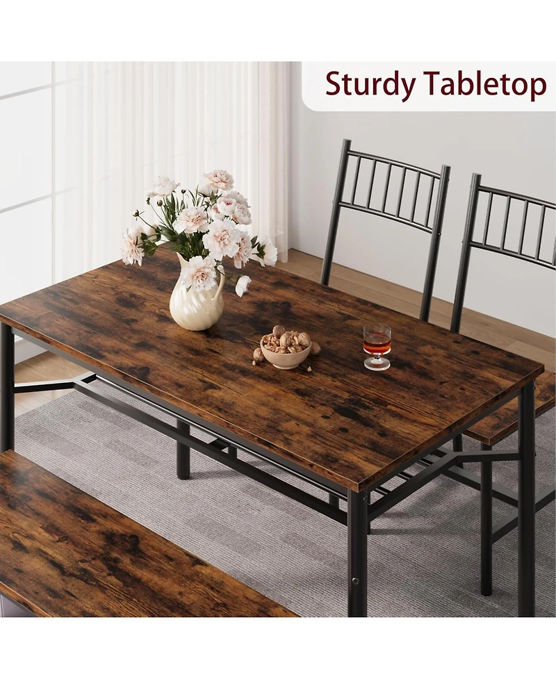 gaomon Dining Table Set for 4, Kitchen and 2 Chairs with Storage Bench, 47.2" Rectangular Wine Racket