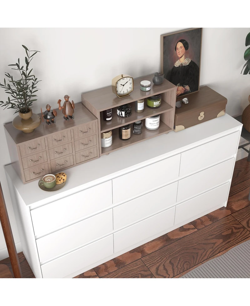 Famapy 9 Drawer Dresser for Bedroom with Deep Drawers,Dressers and Chest of Drawers Handle Free for Closet Living Room