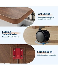 gaomon Space-Saving Folding Dining Table with Drawer and Wheels