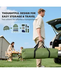 Outsunny Multifunctional Folding Camping Cots for Adults, Elevated Tent with Sleeping Bag, Thick Air Mattress Pad, Portable Single Sleeping Cot Campin