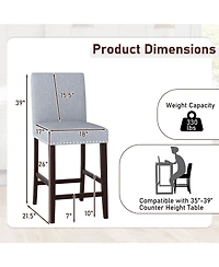 Gymax 26'' Counter Height Chairs Set of Barstools w/ Padded Seat and Backrest Footrest