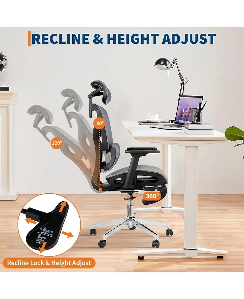 gaomon Ergonomic Office Chair with Breathable Mesh Back,High Back Support,3D Adjustable Armrests,and Smooth Rolling Wheels,Comfortable Desk Chair