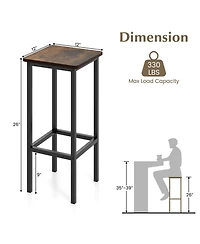 Gymax 4PCS 26'' Bar Stool Set w/Metal Frame Footrest Backless Counter Height Stool Brown