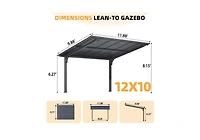Aecojoy Lean to Hardtop Metal Carport Gazebo, Outdoor Freestanding Pergola Gazebo