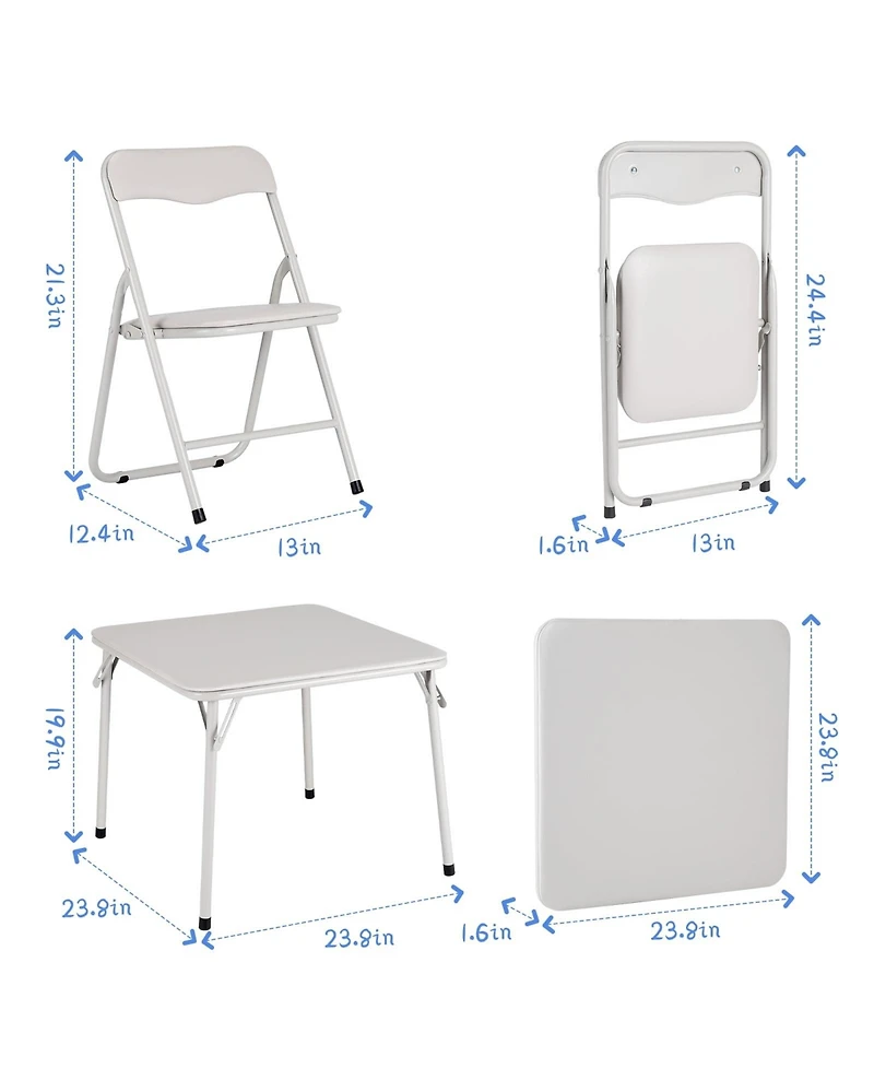 gaomon 5-Piece Folding Card Table and Chair Set- Upholstered- Durable Metal Frame- for Eating Reading Playing
