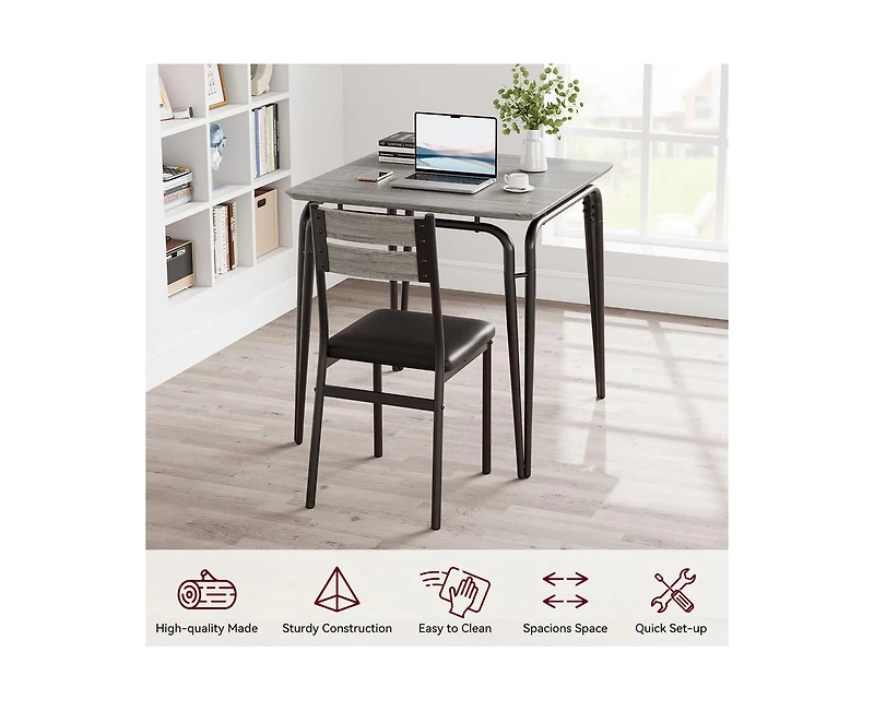 gaomon 3-Piece 2-Person Vintage Square Dining Table Set