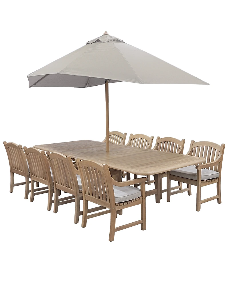 Bristol 9-Pc. Teak Wood Rectangle Extension Dining Set (Dining Table and Chairs, Created for Macy's