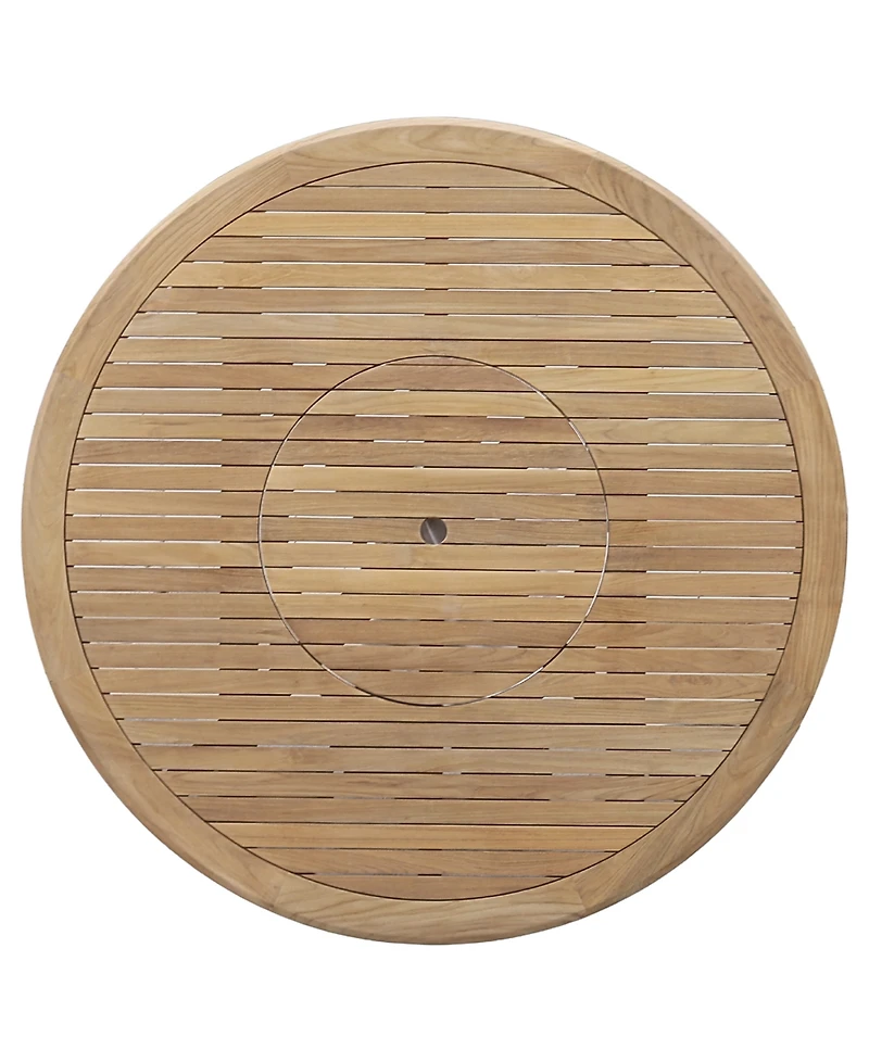 Bristol 5-Pc. Teak Wood Round Dining Set (Dining Table with Lazy Susan, Agate Lite Stacking Chairs), Created for Macy's