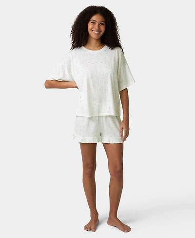 Hue Women's Oversized T-Shirt and Boxer Shorts Pajama, 2-Piece Set