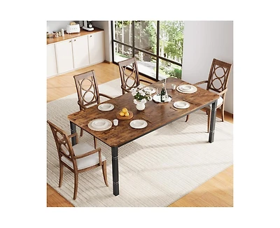 gaomon Industrial 6-8 Person Dining Table with Metal Legs (No Chairs)
