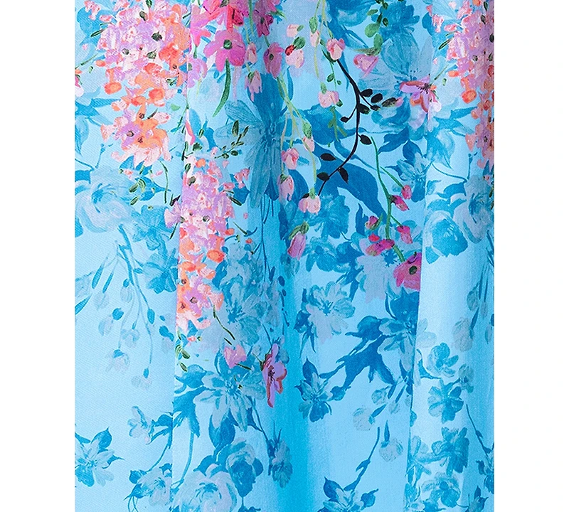 Betsy & Adam Petite Printed Strapless Ball Gown