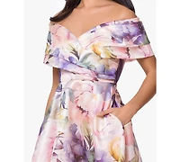 Betsy & Adam Petite Off-The-Shoulder Ball Gown