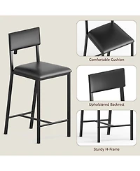 gaomon Bar Seating Set of 2 Pu Leather Upholstered Curved Backrest Metal Bar Stool
