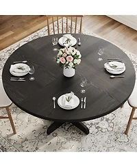 gaomon 4-Person Round Wooden Pedestal Dining Table