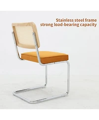 Streamdale Furniture Velvet Rattan Dining Chairs Chrome Legs (Set of 2)