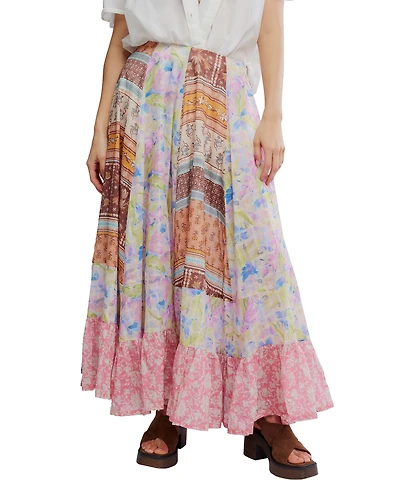 Free People Women's Santa Eulalia Printed Pull-On Cotton Maxi Skirt
