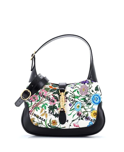Pre-Owned Balenciaga Small x Gucci The Hacker Project Jackie 1961 Hobo Flora Canvas