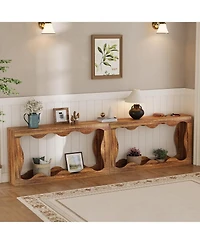 gaomon 63" Long Narrow Wooden Console Table with Scalloped Edge