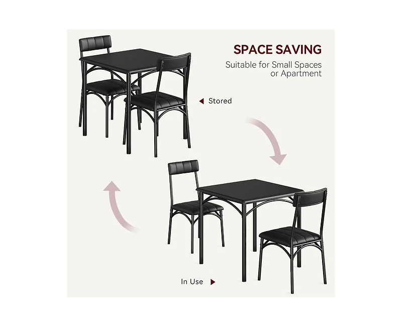 gaomon 3-Piece 2-Person Modern Square Dining Table Set