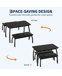 gaomon 3-Piece Modern Retro 2-Person Dining Set with Benches