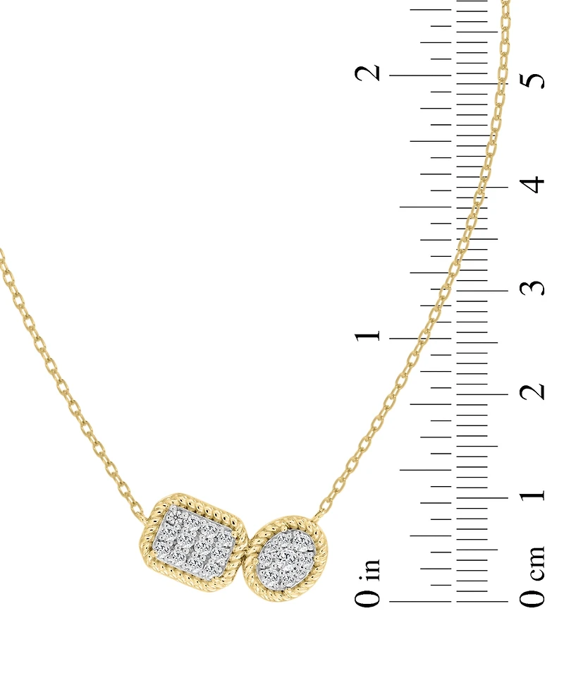 Diamond Double Cluster Rope-Framed Pendant Necklace (1/3 ct. t.w.) in 14k Gold, 16" + 2" extender