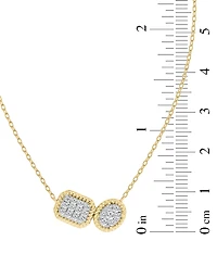 Diamond Double Cluster Rope-Framed Pendant Necklace (1/3 ct. t.w.) in 14k Gold, 16" + 2" extender