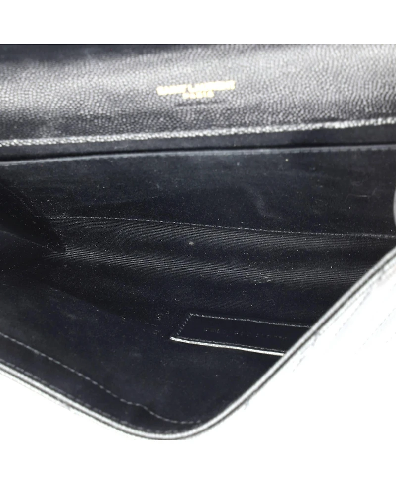 Pre-Owned Saint Laurent Classic Monogram Envelope Wristlet Clutch Matelasse Chevron Leather