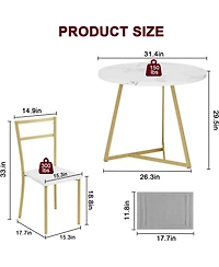 gaomon Dining Table Set for 2, Kitchen Table and Chairs for 2, Modern Round Kitchen Table Set, 3 Piece Dining Room Table Set