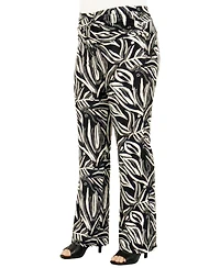 24seven Comfort Apparel Plus Essential Curvy Abstract Print Wide Leg Pants