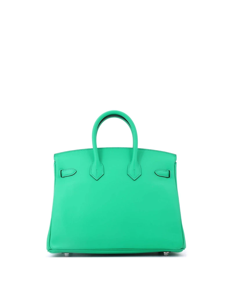 Pre-Owned HERMES Birkin 25 Handbag Green Swift with Palladium Hardware