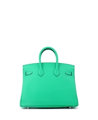 Pre-Owned HERMES Birkin 25 Handbag Green Swift with Palladium Hardware