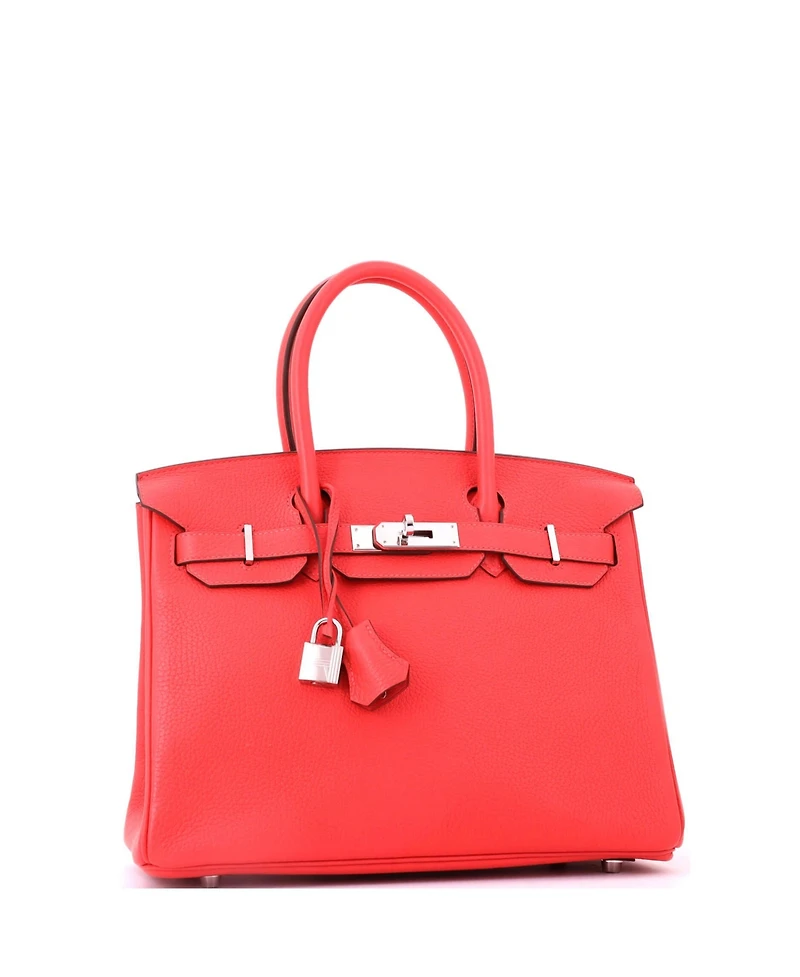 Pre-Owned HERMES Birkin 30 Handbag Red Togo with Palladium Hardware