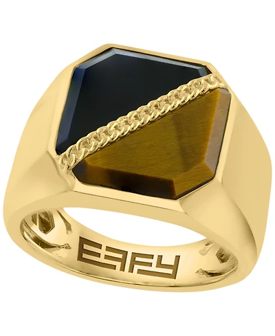 Effy Collection Onyx and Tigers Eye Ring (1-7/8 ct. t.w.) in Gold Over Silver