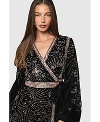 Coast Women's Party Sequin Velvet Wrap Mini Dress