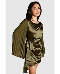 Coast Women's Satin Pleated Flare Mini Dress