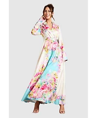 Coast Women's Placement Print Wrap Front Gown