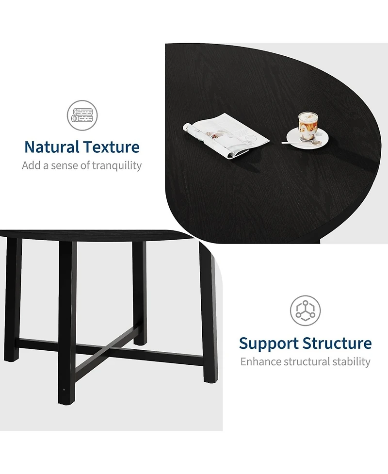 gaomon Round Dining Table , Kitchen Dining Room Table with Sturdy Metal Frame, Wood Circle Kitchen Table for Space Saving