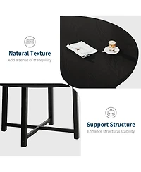 gaomon Round Dining Table , Kitchen Dining Room Table with Sturdy Metal Frame, Wood Circle Kitchen Table for Space Saving