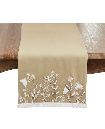 Saro Lifestyle Embroidered Meadow Table Runner, 16" x 72"
