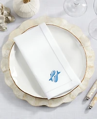 Saro Lifestyle Embroidered Double Fish Cotton Napkins, Set of 6