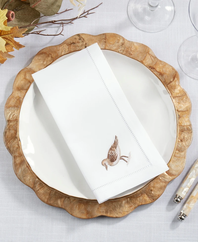 Saro Lifestyle Embroidered Songbird Cotton Napkins, Set of 6