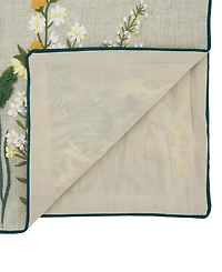 Saro Lifestyle Embroidered Linen Blend Floral Table Runner, 16" x 72"
