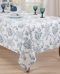 Saro Lifestyle Classic Toile Floral Linen Blend Tablecloth
