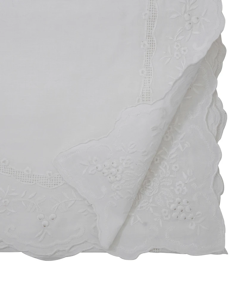 Saro Lifestyle Embroidered Linen Blend Table Runner