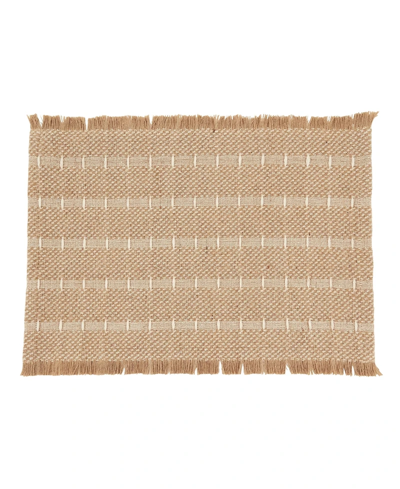 Saro Lifestyle Stripe Textured Jute and Wool Placemats, Set of 4