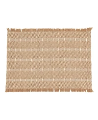 Saro Lifestyle Stripe Textured Jute and Wool Placemats, Set of 4